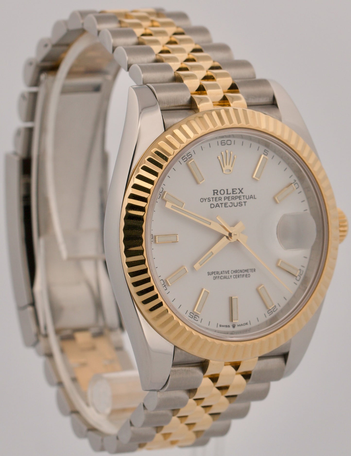Rolex DateJust 41 WHITE 18K Yellow Gold Stainless Steel 41mm JUBILEE 126333