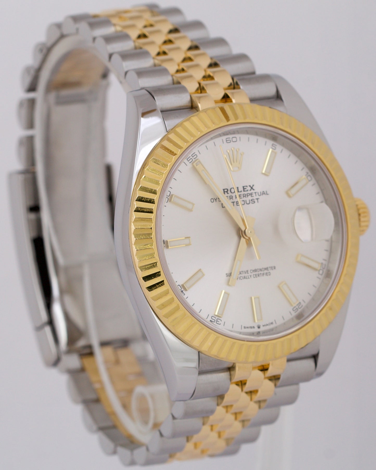 Rolex DateJust 41 SILVER 18K Gold Steel 41mm JUBILEE Fluted 126333