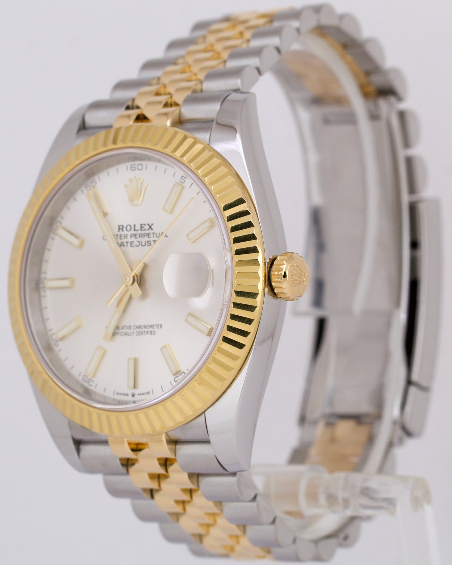 Rolex DateJust 41 SILVER 18K Gold Steel 41mm JUBILEE Fluted 126333