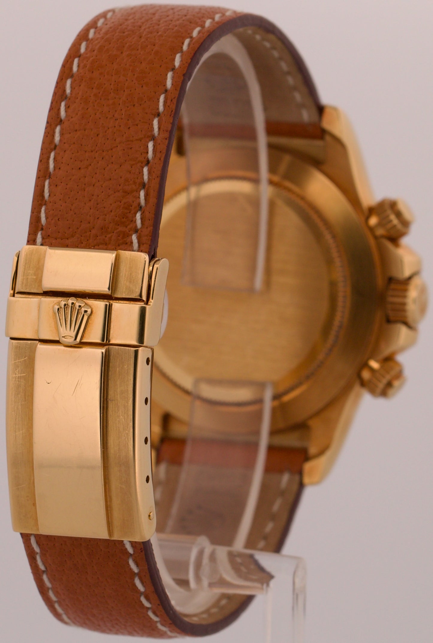 1996 PAPERS Rolex Daytona Cosmograph WHITE 18K Yellow Gold Leather 16518 BOX