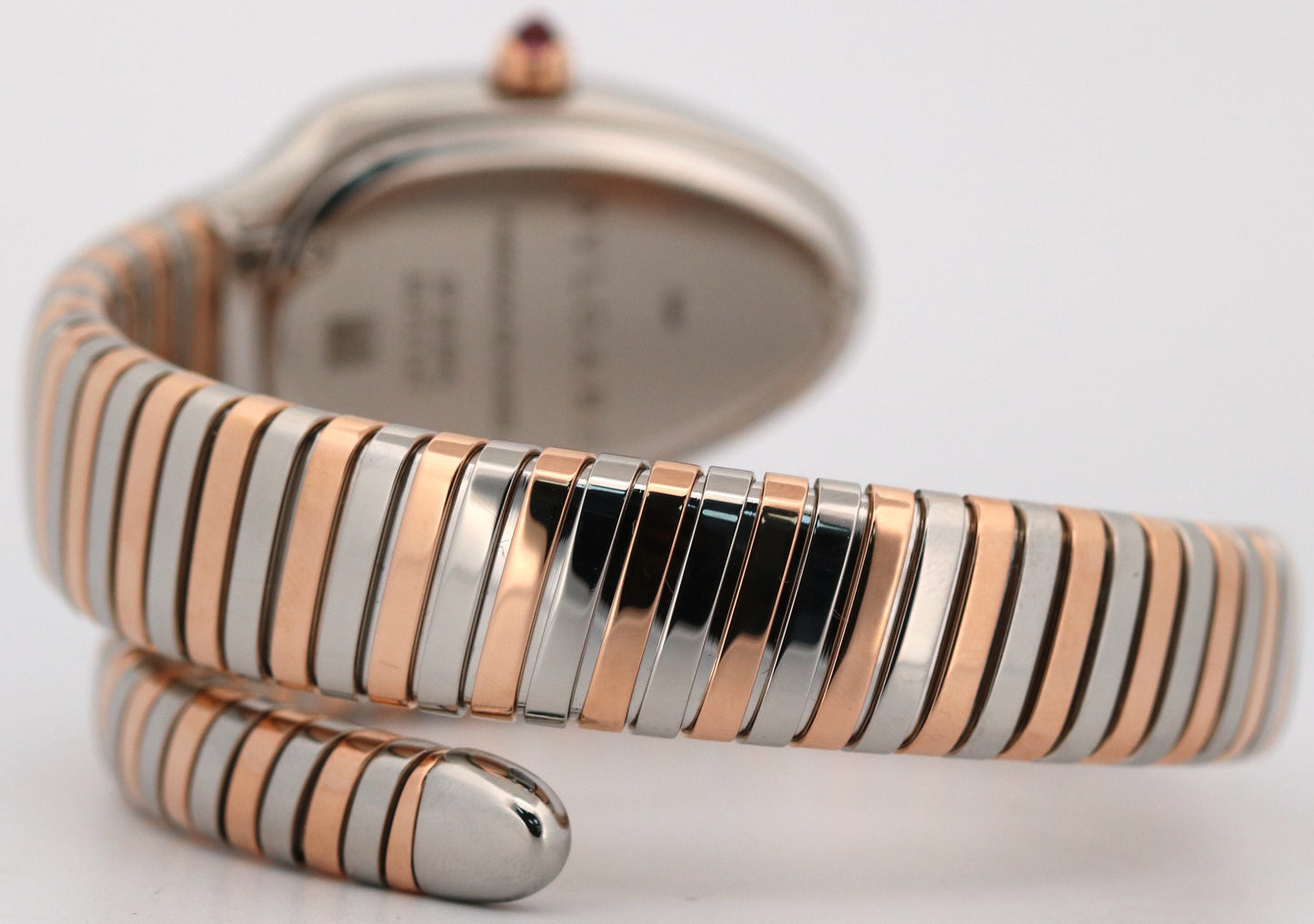 BVLGARI Bulgari Serpenti Tubogas SILVER WHITE 35mm 18K Gold Steel 102123 BOX