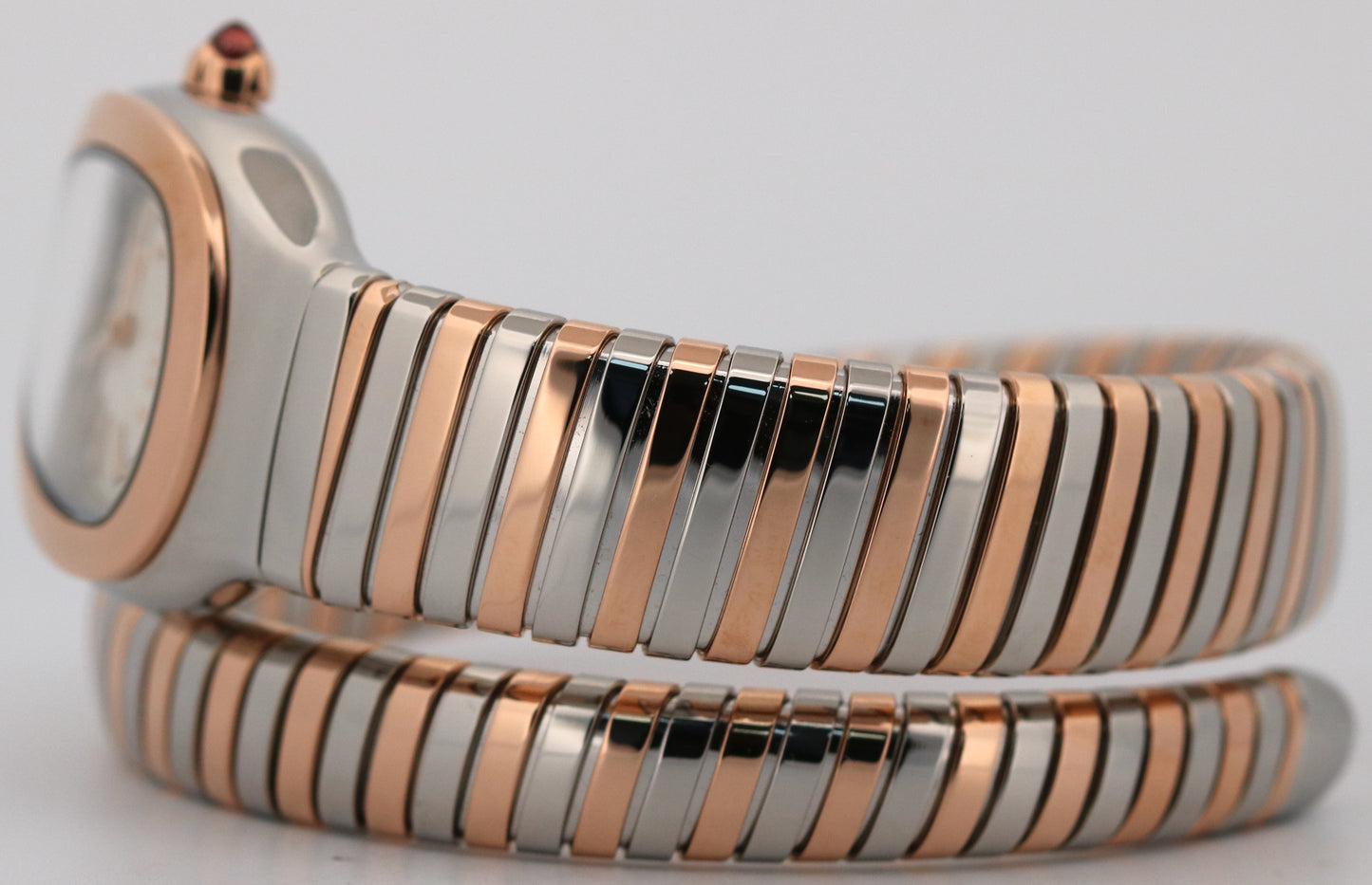 BVLGARI Bulgari Serpenti Tubogas SILVER WHITE 35mm 18K Gold Steel 102123 BOX