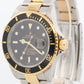 UNPOLISHED PAPERS Rolex Submariner 40mm Black NO-HOLES 18K Gold Watch 16613 BOX