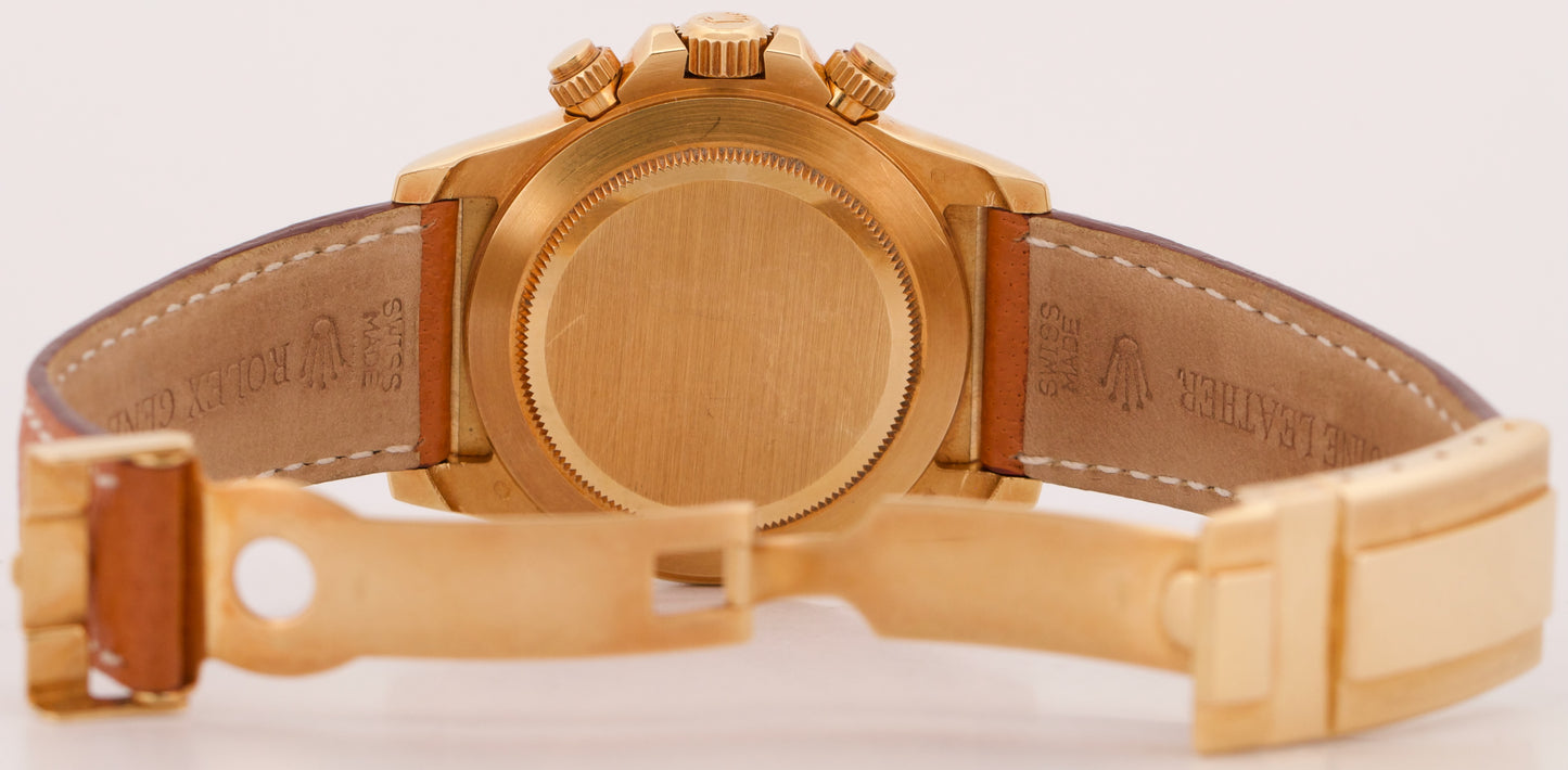 1996 PAPERS Rolex Daytona Cosmograph WHITE 18K Yellow Gold Leather 16518 BOX