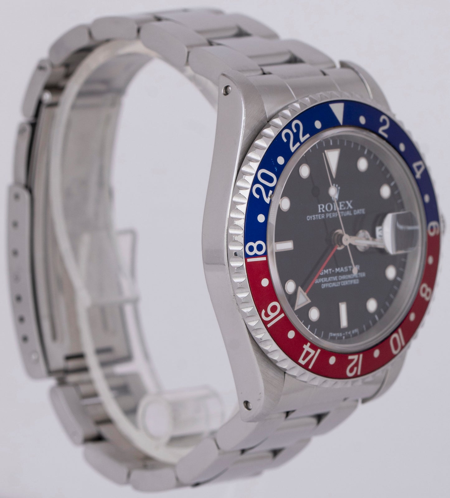 Rolex GMT-Master 40mm Blue Red PEPSI Black Stainless Steel Date Watch 16700