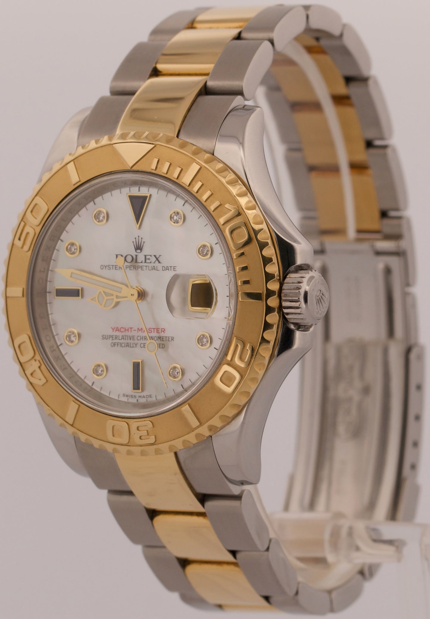2009 PAPERS Rolex Yacht-Master FACTORY MOP DIAMOND 18K 40mm REHAUT 16623 BOX