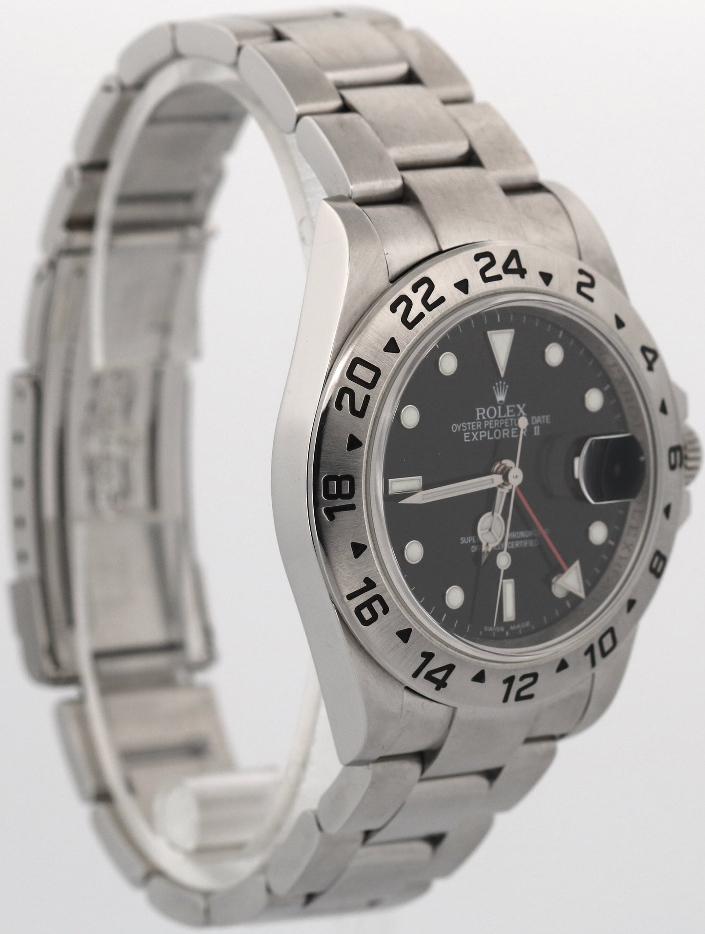 2011 CARD Rolex Explorer II 40mm BLACK 3186 NO-HOLES Rehaut Watch 16570 BOX