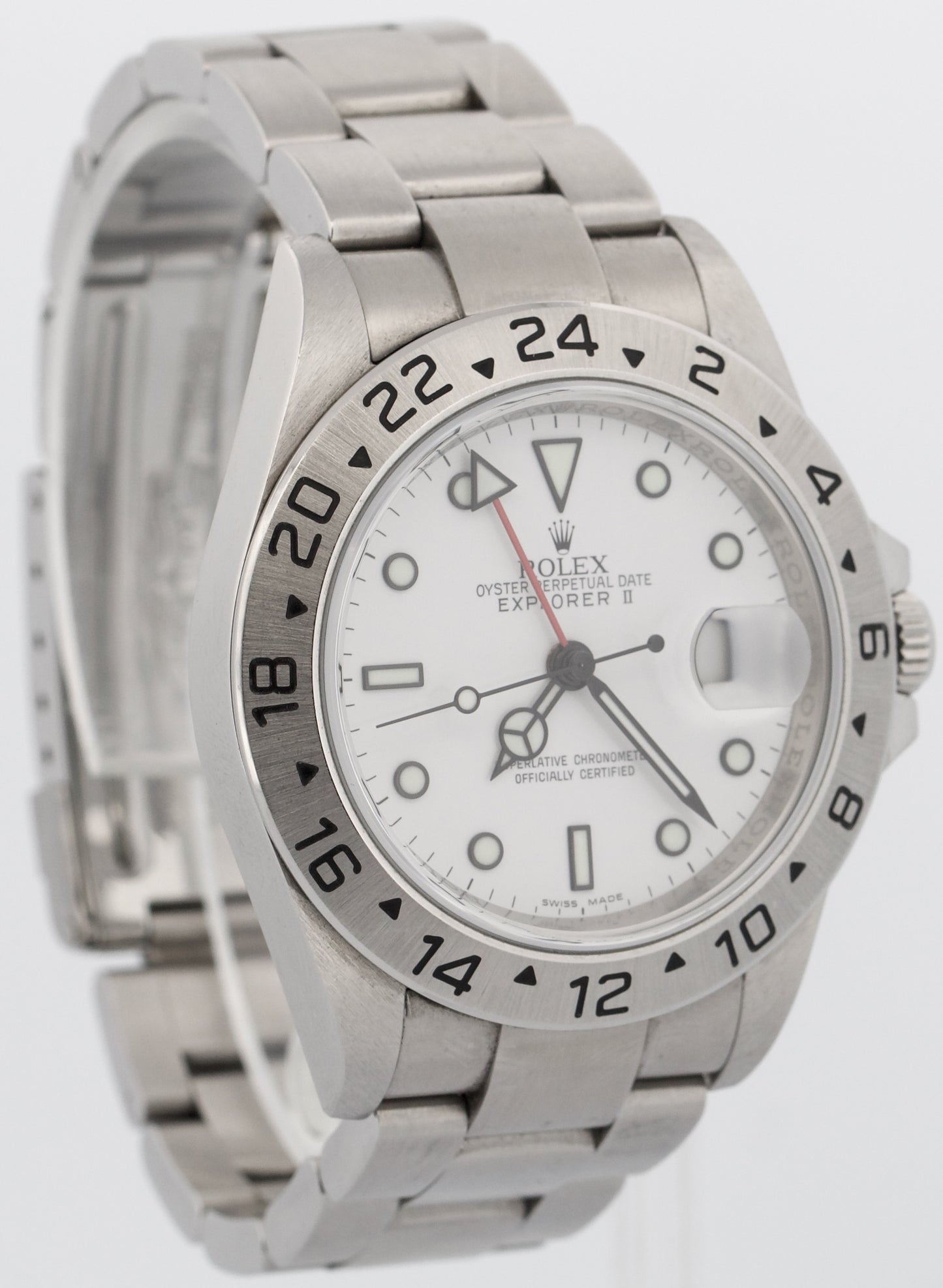 UNPOLISHED Rolex Explorer II 40mm WHITE 3168 Steel No-Holes REHAUT 16570 Watch