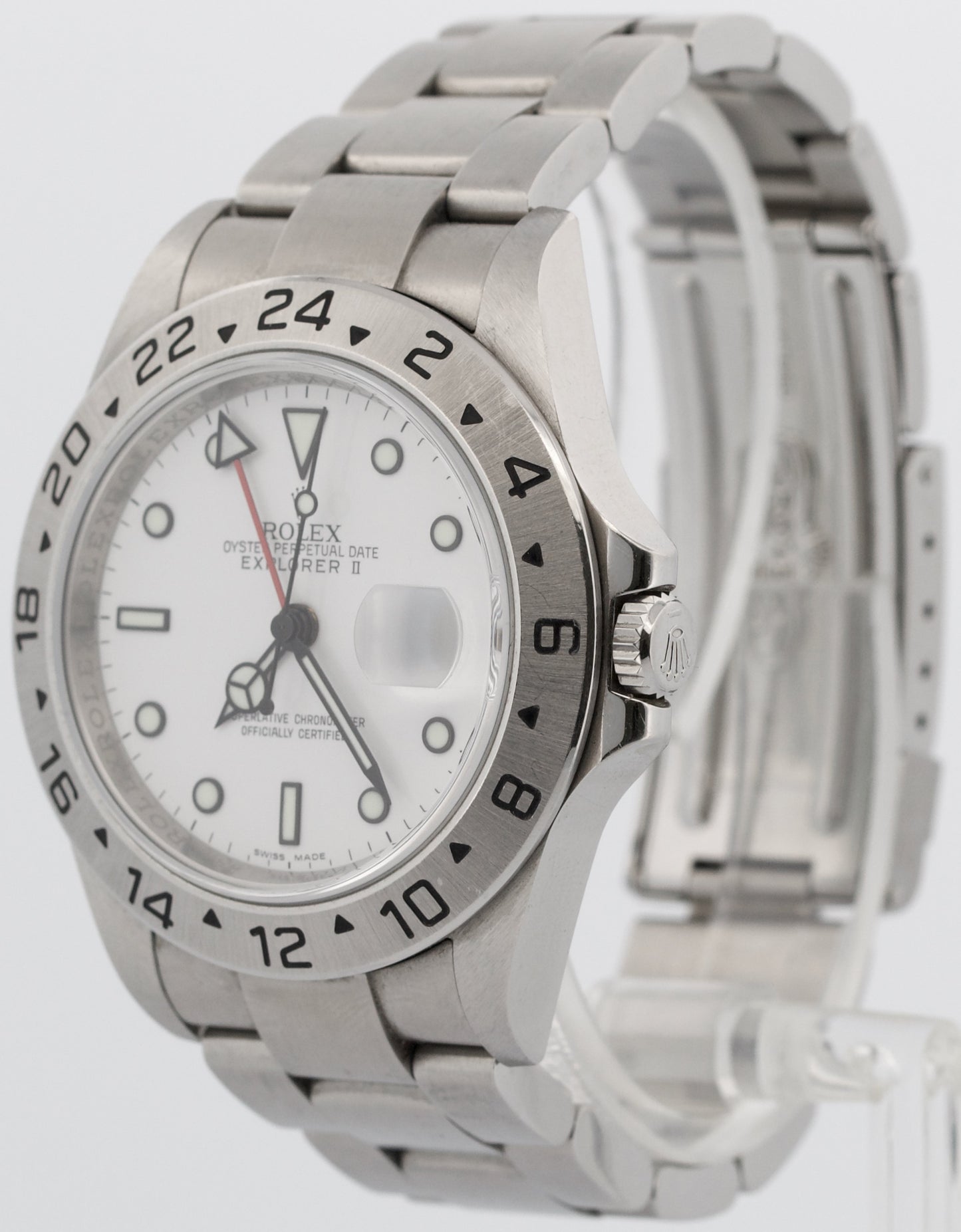 UNPOLISHED Rolex Explorer II 40mm WHITE 3168 Steel No-Holes REHAUT 16570 Watch