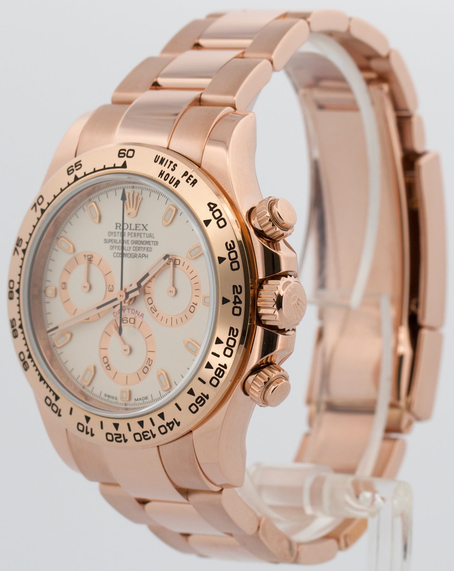 PAPERS Rolex Daytona Cosmograph IVORY 40mm 18K Rose Gold 116505 Watch BOX