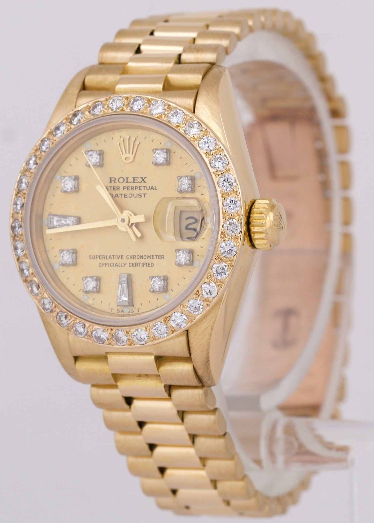 1984 Ladies Rolex DateJust President 26mm DIAMOND 18K Yellow Gold 69178 Watch