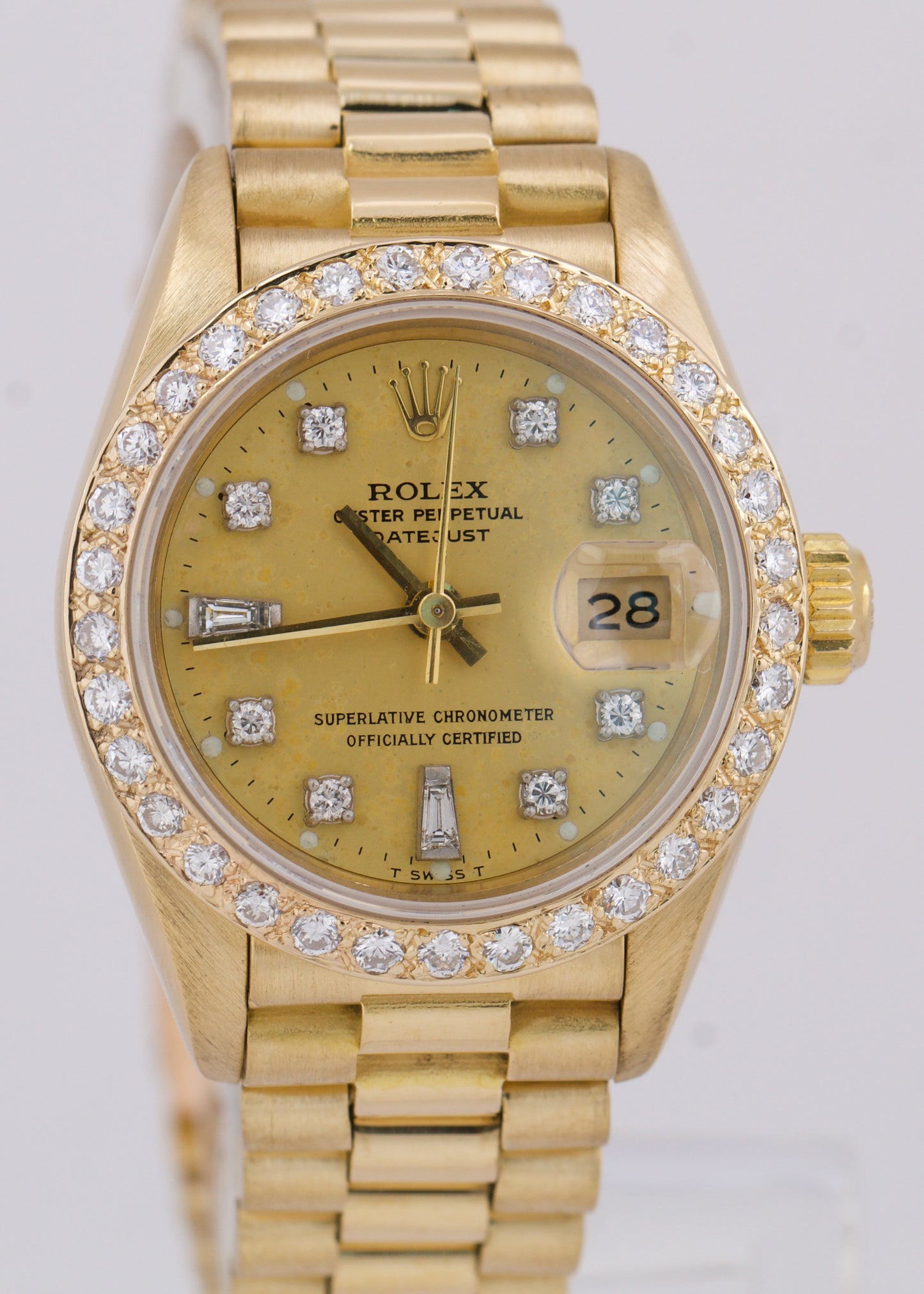 1984 Ladies Rolex DateJust President 26mm DIAMOND 18K Yellow Gold 69178 Watch