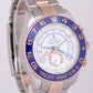Rolex Yacht-Master II White BLUE HANDS Two-Tone 18K Rose Gold Steel 44mm 116681