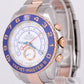 Rolex Yacht-Master II White BLUE HANDS Two-Tone 18K Rose Gold Steel 44mm 116681