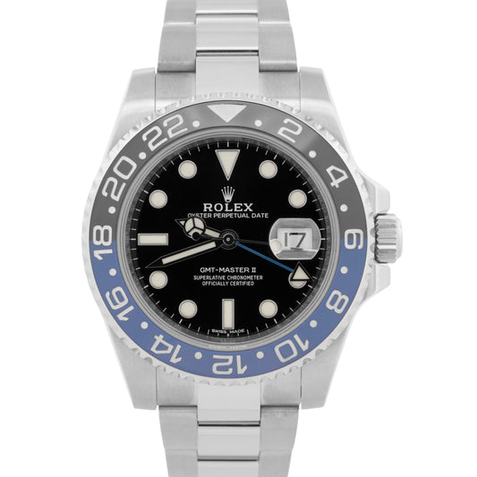 Rolex GMT-Master II Batman Black Blue Stainless Steel 40mm Watch 116710 BLNR