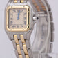 Ladies Cartier Panthere TWO ROW 18K Gold Steel Ivory 22mm Quartz Watch 166921