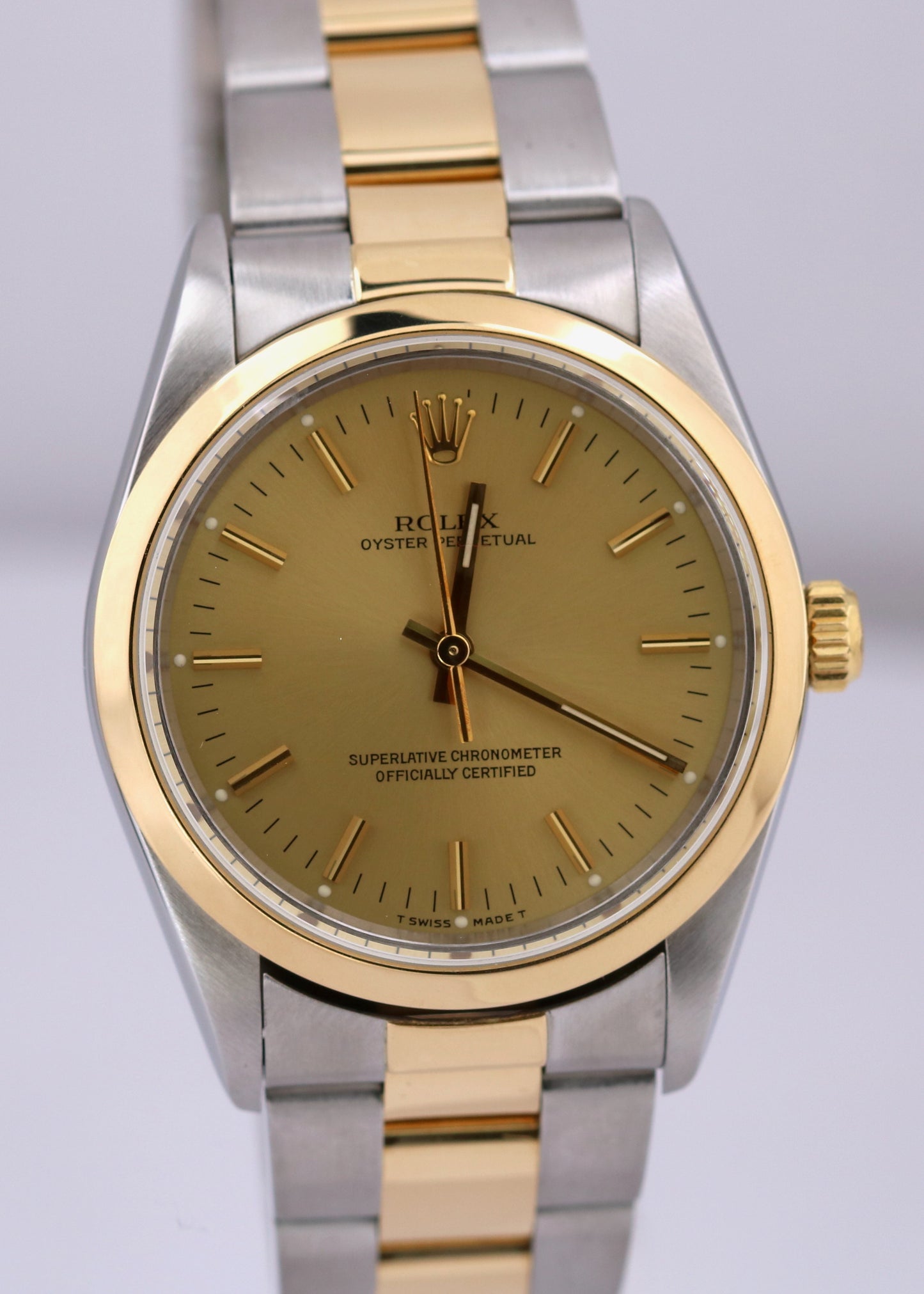 Rolex Oyster Perpetual Champagne Two-Tone 18K Yellow Gold Steel 34mm 14203 Watch