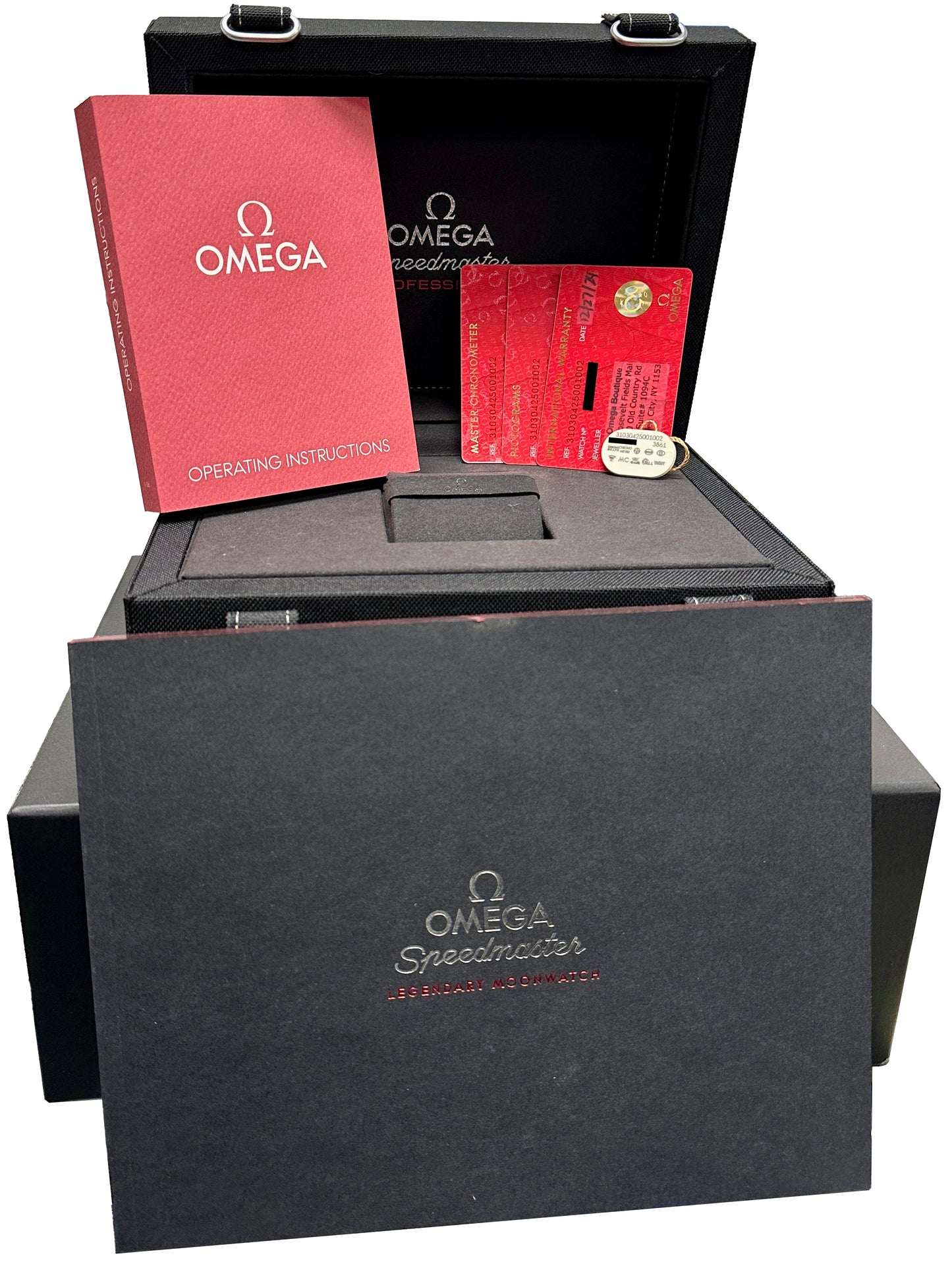 NEW 2024 PAPERS Omega Speedmaster SAPPHIRE SANDWICH 310.30.42.50.01.002 BOX