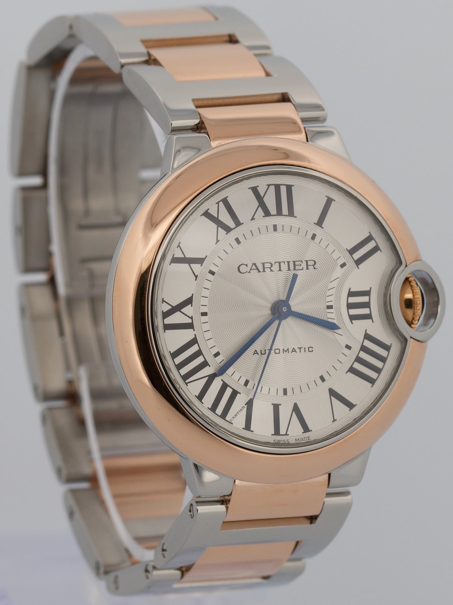PAPERS Ladies Cartier Ballon Bleu 18K Gold Steel Automatic 36mm 4406 W2BB0033