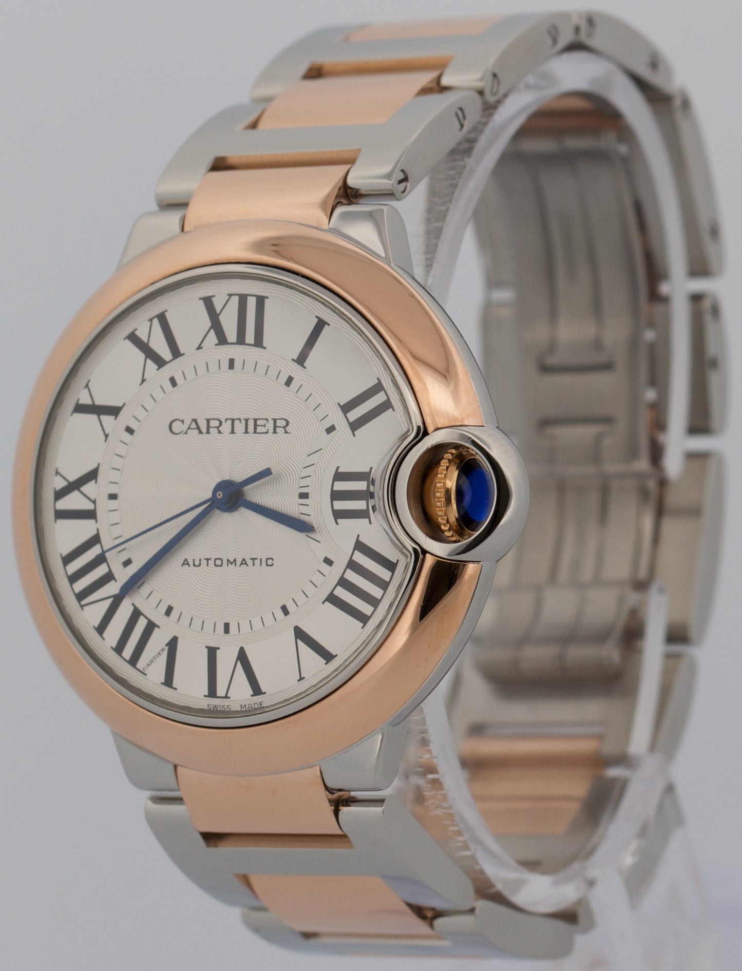 PAPERS Ladies Cartier Ballon Bleu 18K Gold Steel Automatic 36mm 4406 W2BB0033