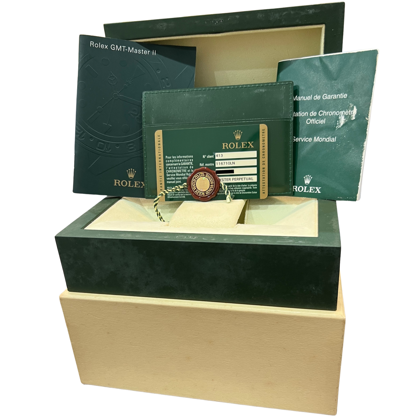 PAPERS Rolex GMT-Master II BLACK Green Ceramic Stainless 40mm 116710 LN BOX