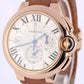 Cartier Ballon Bleu XL Chrono Date 18k Rose Gold Silver 44mm 3107 Leather Watch