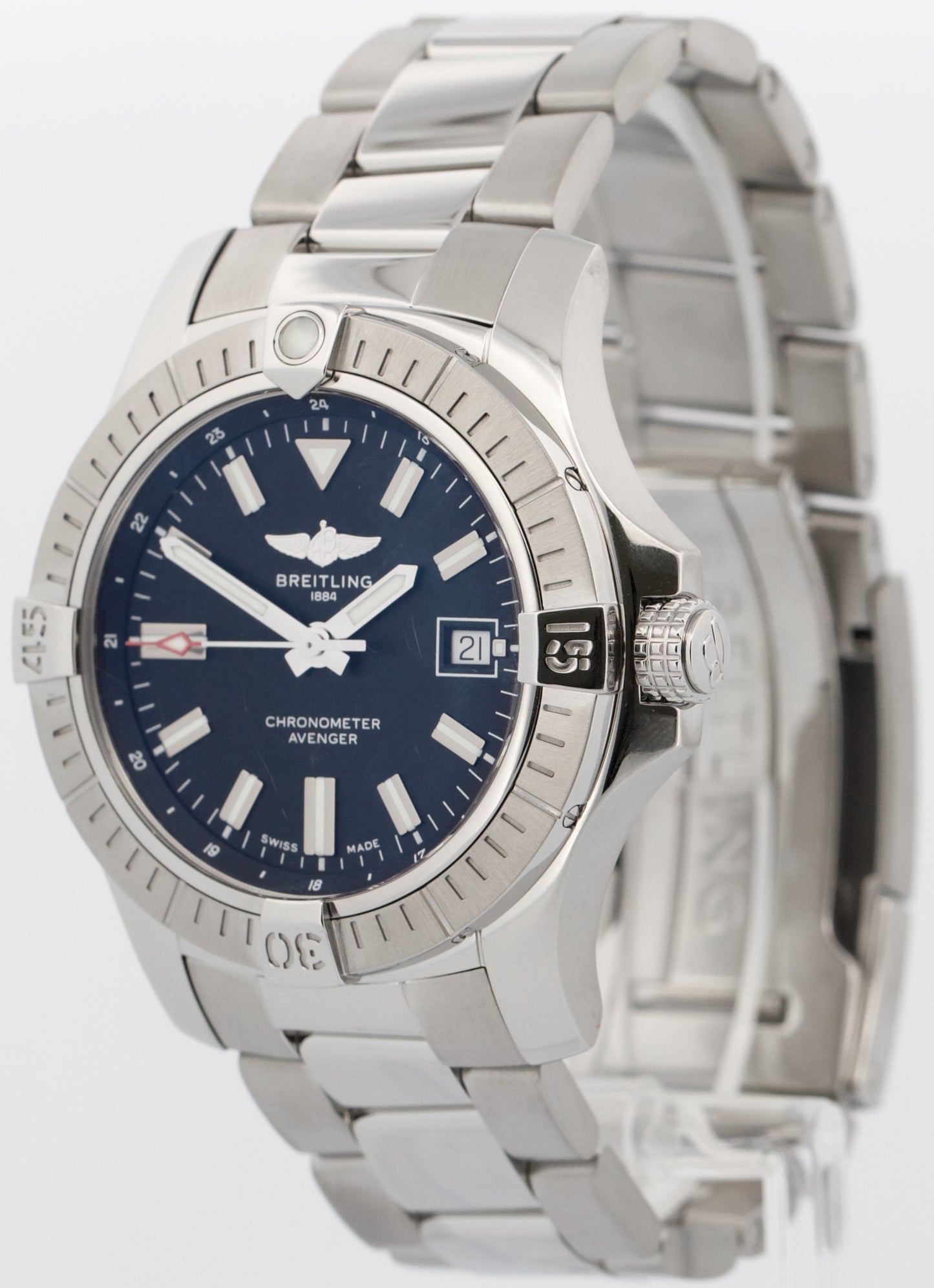 2020 PAPERS Breitling Avenger 43 BLACK Stainless Steel 43mm Watch A17318 BOX