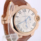 Cartier Ballon Bleu XL Chrono Date 18k Rose Gold Silver 44mm 3107 Leather Watch