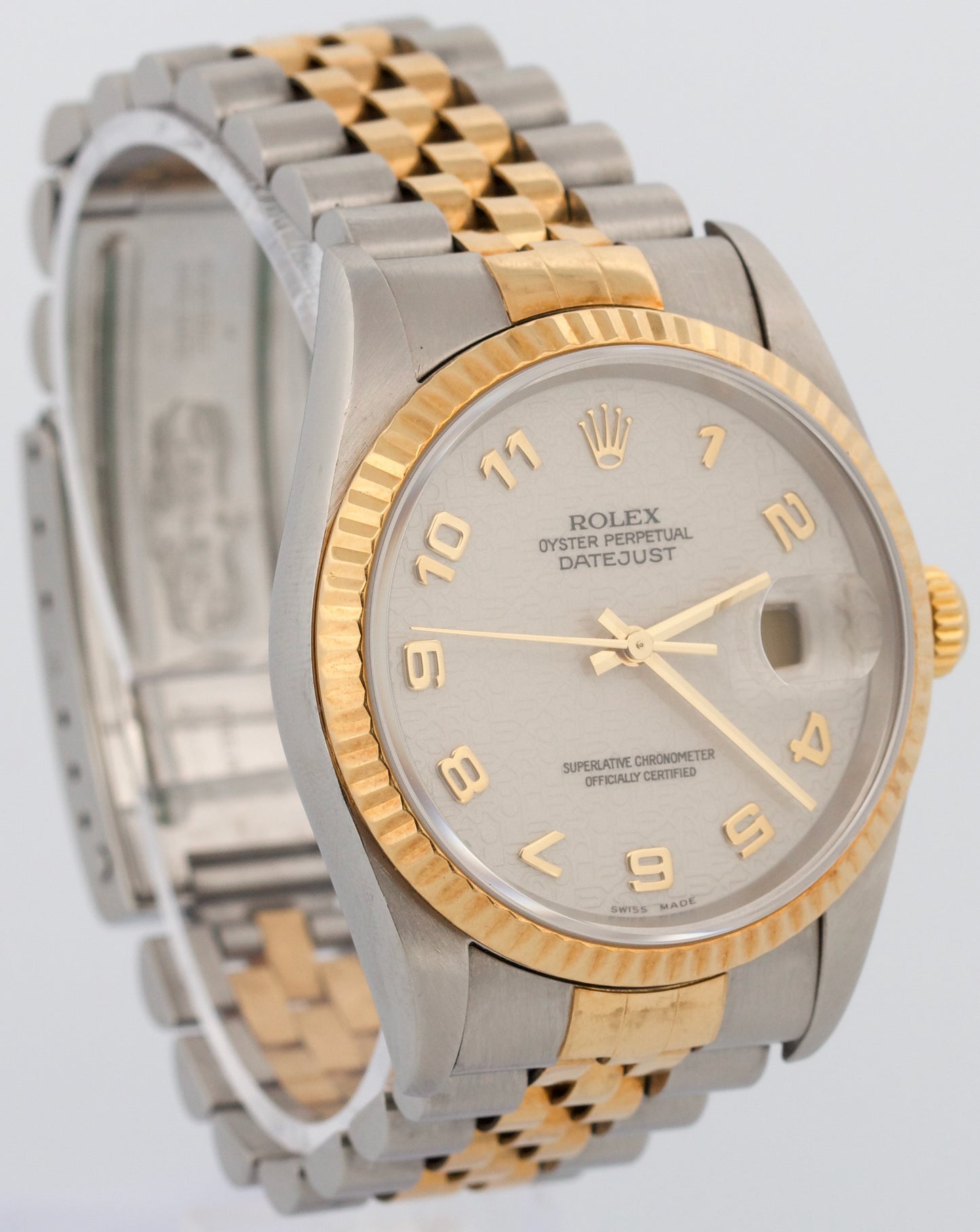 Rolex DateJust 36mm JUBILEE IVORY ARABIC 18K Yellow Gold Steel 16233 Watch