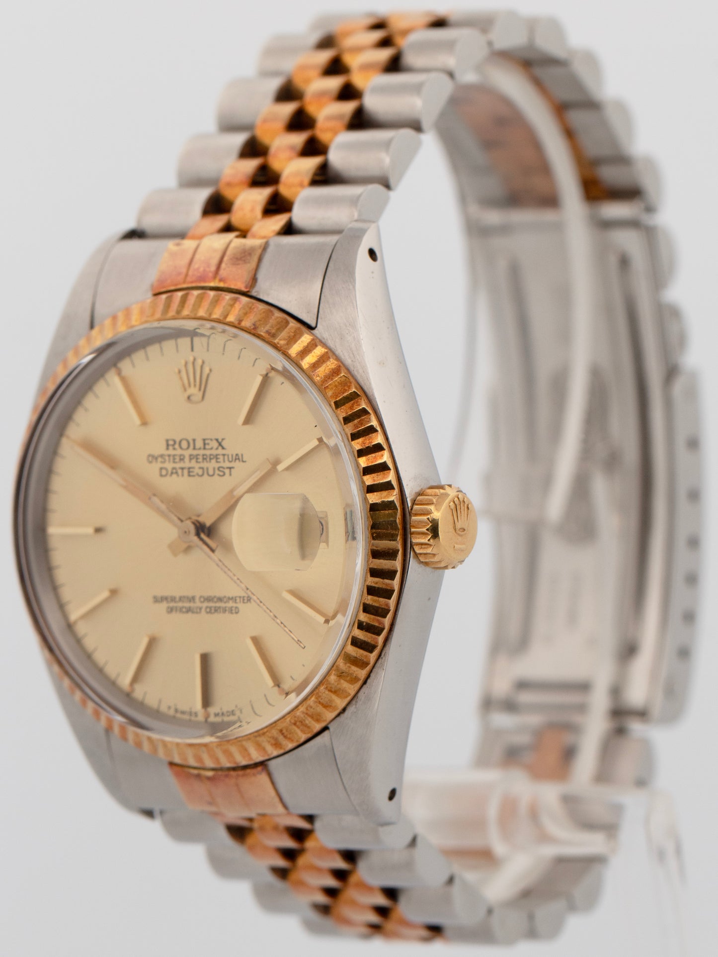 UNPOLISHED Rolex DateJust 36mm Champagne 18K Yellow Steel JUBILEE Watch 16013