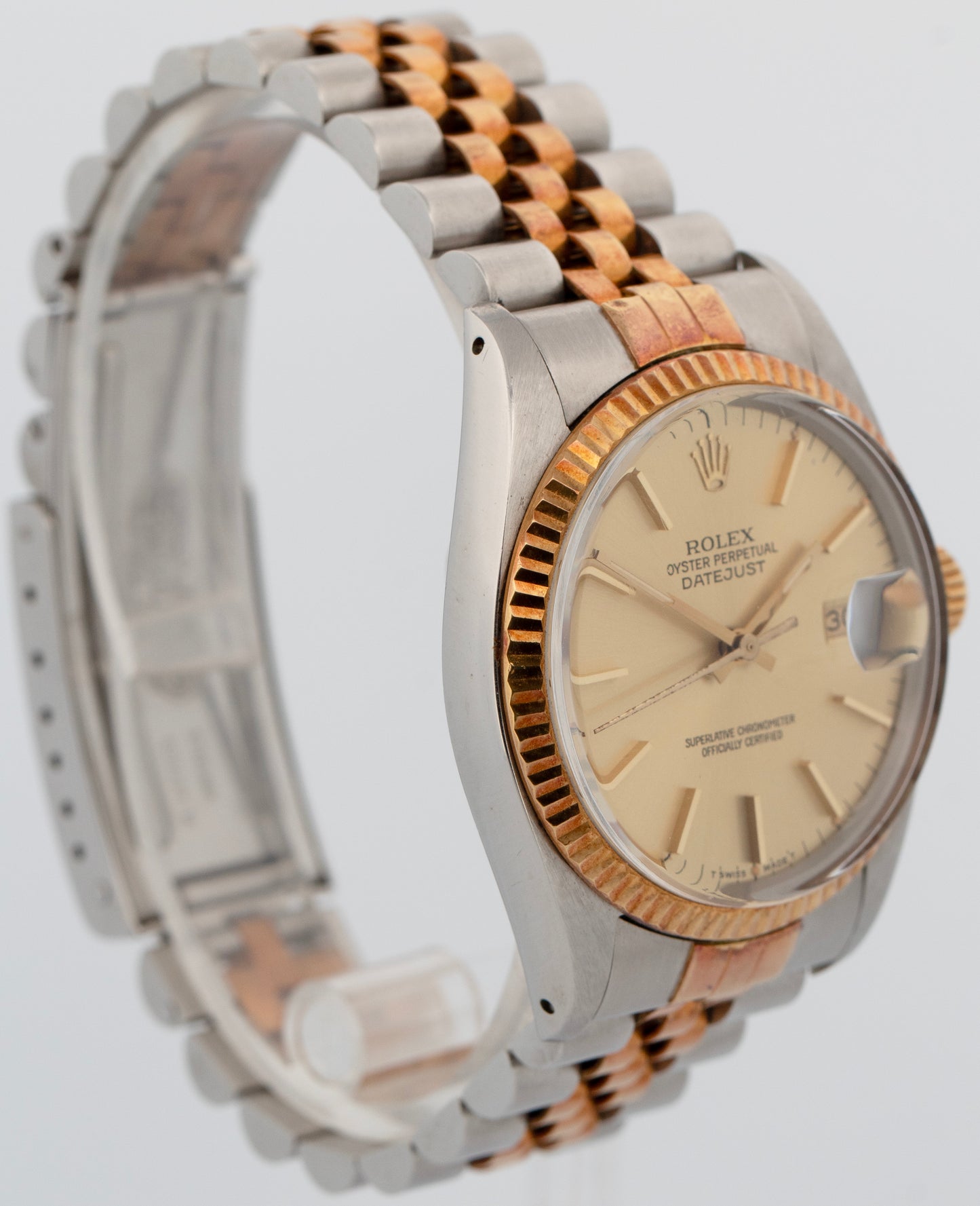 UNPOLISHED Rolex DateJust 36mm Champagne 18K Yellow Steel JUBILEE Watch 16013