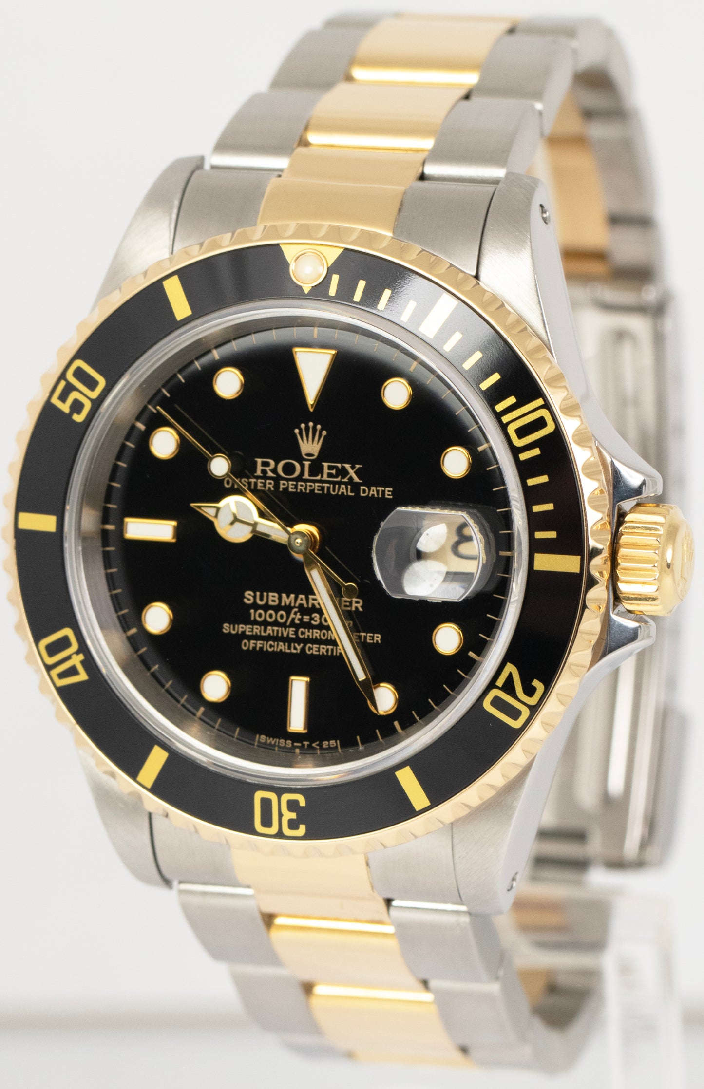 MINT PAPERS Rolex Submariner Date 40mm Black Two-Tone Gold Steel Watch 16613 B+P