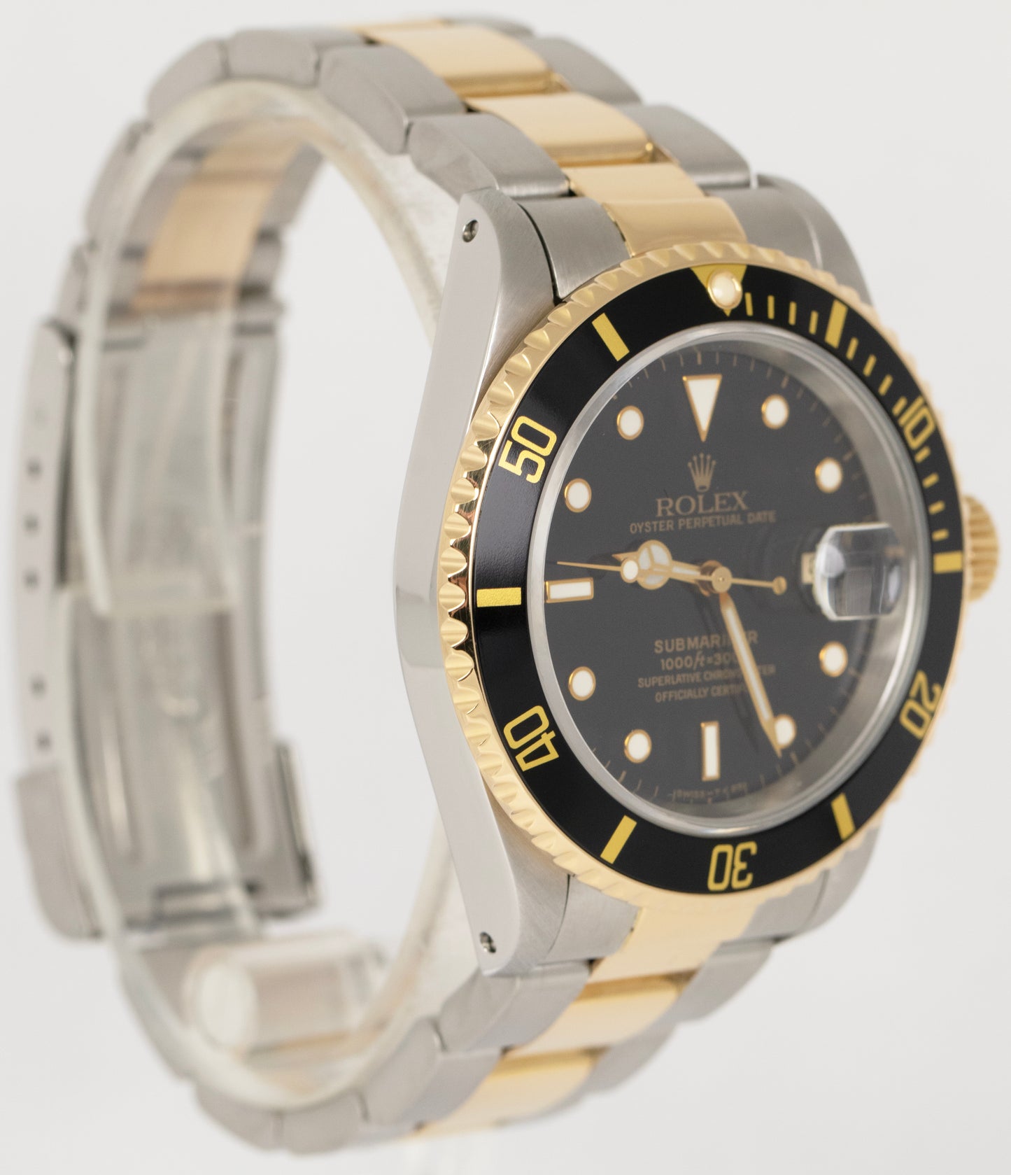 MINT PAPERS Rolex Submariner Date 40mm Black Two-Tone Gold Steel Watch 16613 B+P