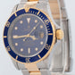Rolex Submariner Date 40mm BLUE 18K Yellow Gold Stainless Steel 16613 Watch
