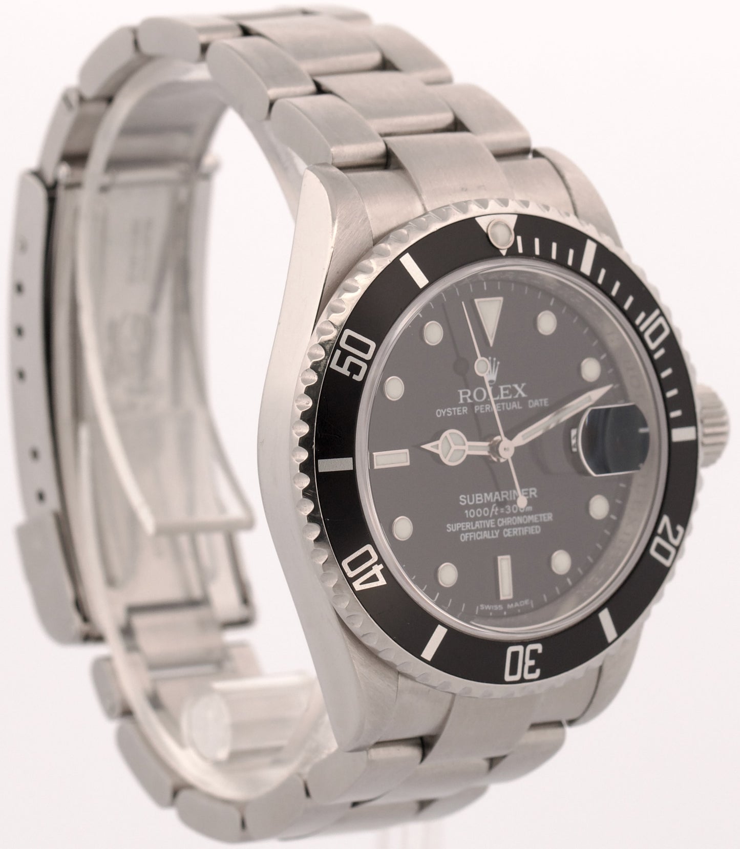 2008 PAPERS Rolex Submariner Date BLACK Steel REHAUT No-Holes 40mm 16610 T BOX