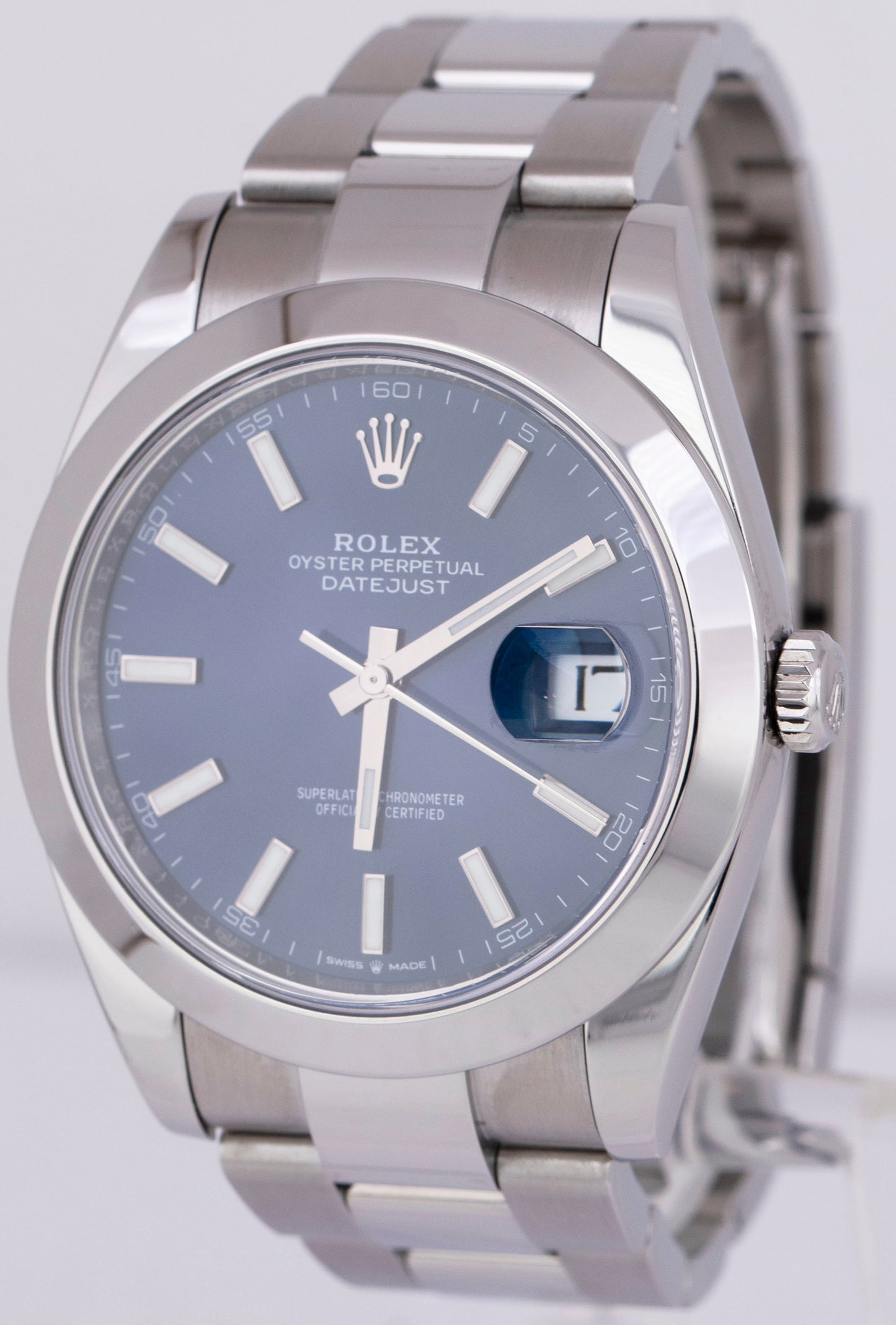 2020 NEW PAPERS Rolex DateJust 41 BLUE Stainless Steel Oyster Watch 126300 BOX