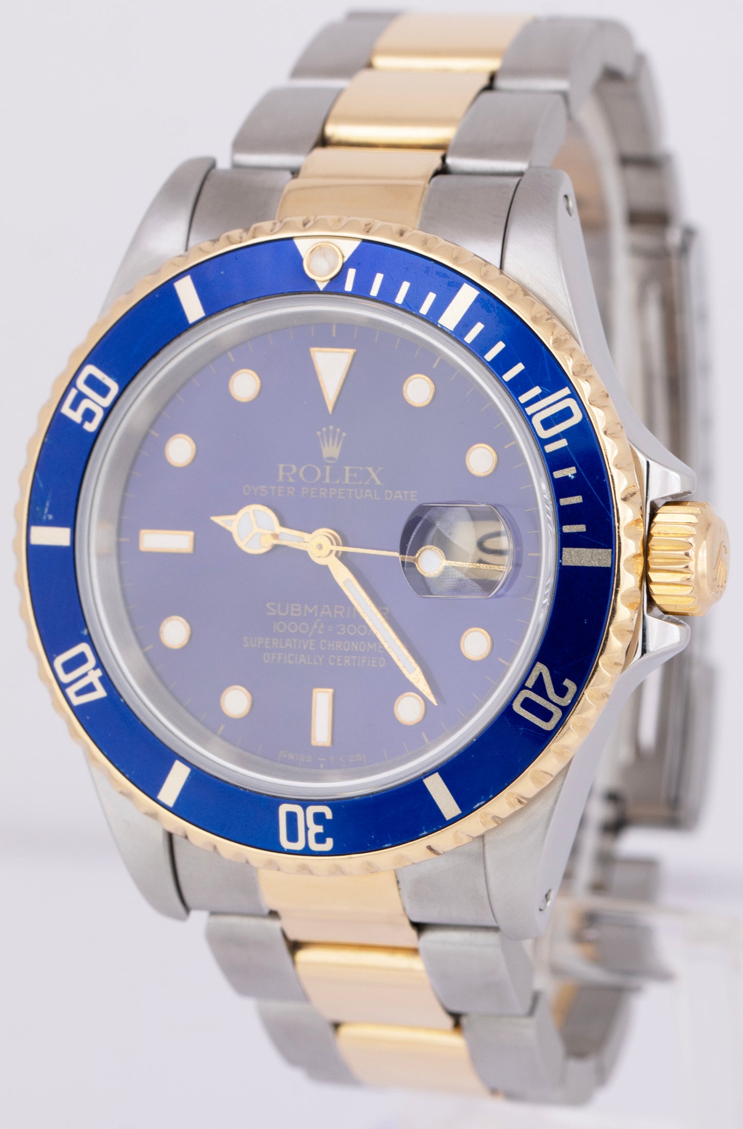 Rolex Submariner Date 40mm Blue Two-Tone 18K Yellow Gold Steel 16613 Watch BOX