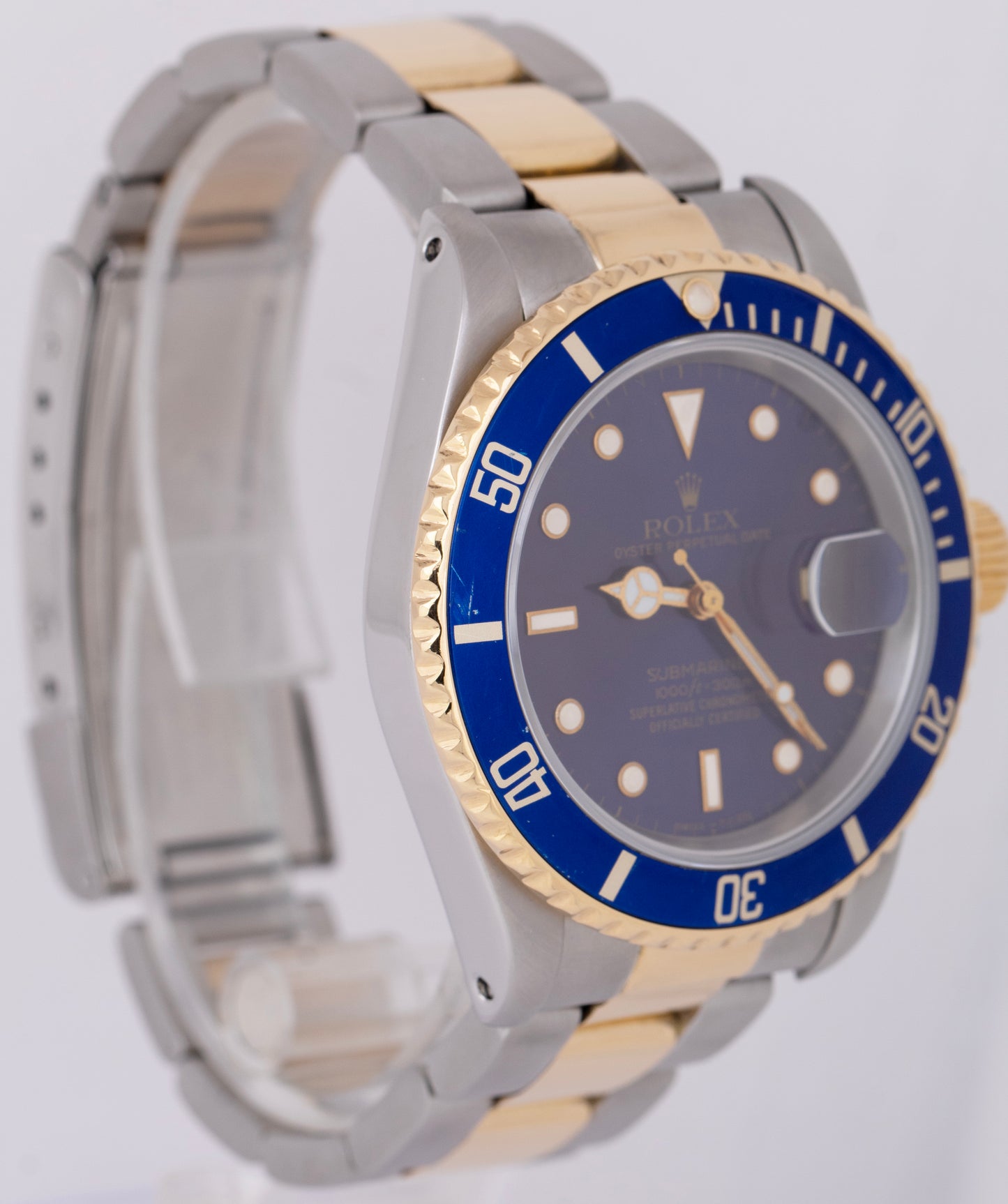 Rolex Submariner Date 40mm Blue Two-Tone 18K Yellow Gold Steel 16613 Watch BOX