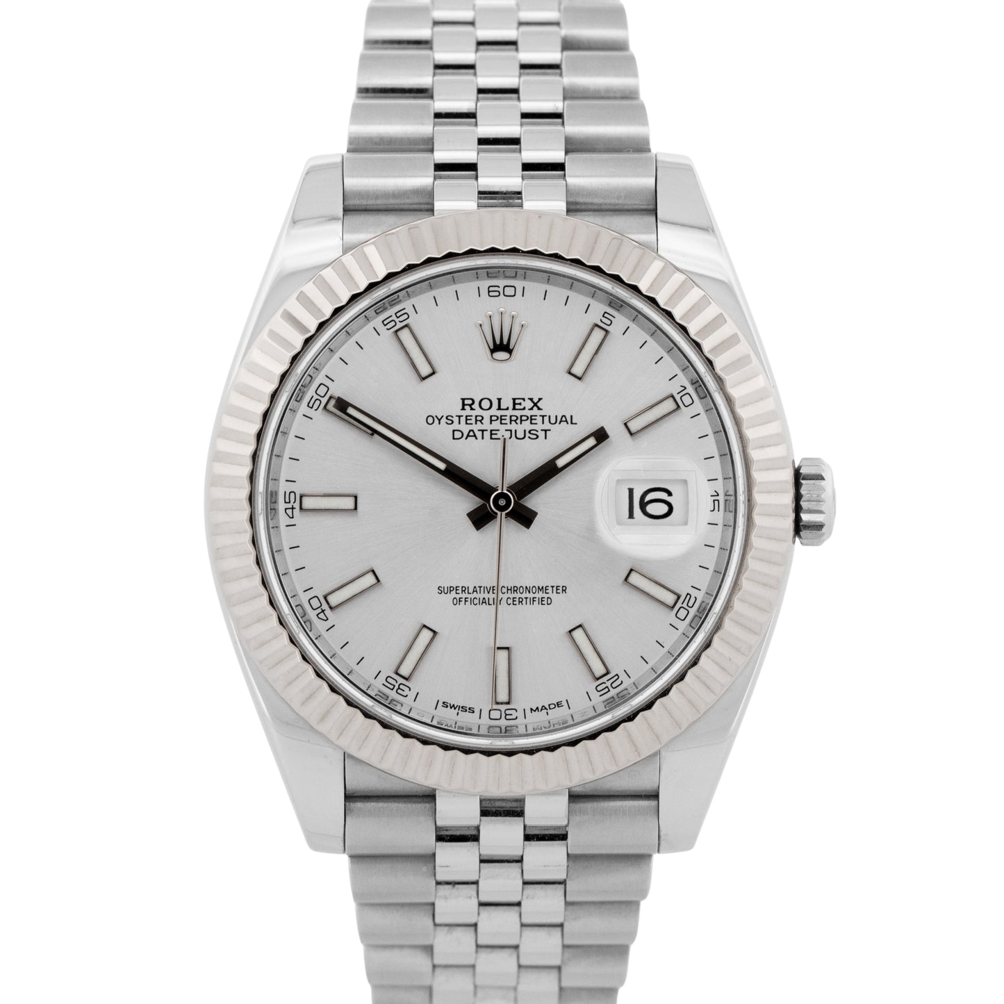Rolex DateJust 41 SILVER Stainless Steel Jubilee 41mm 126334 Fluted Watch