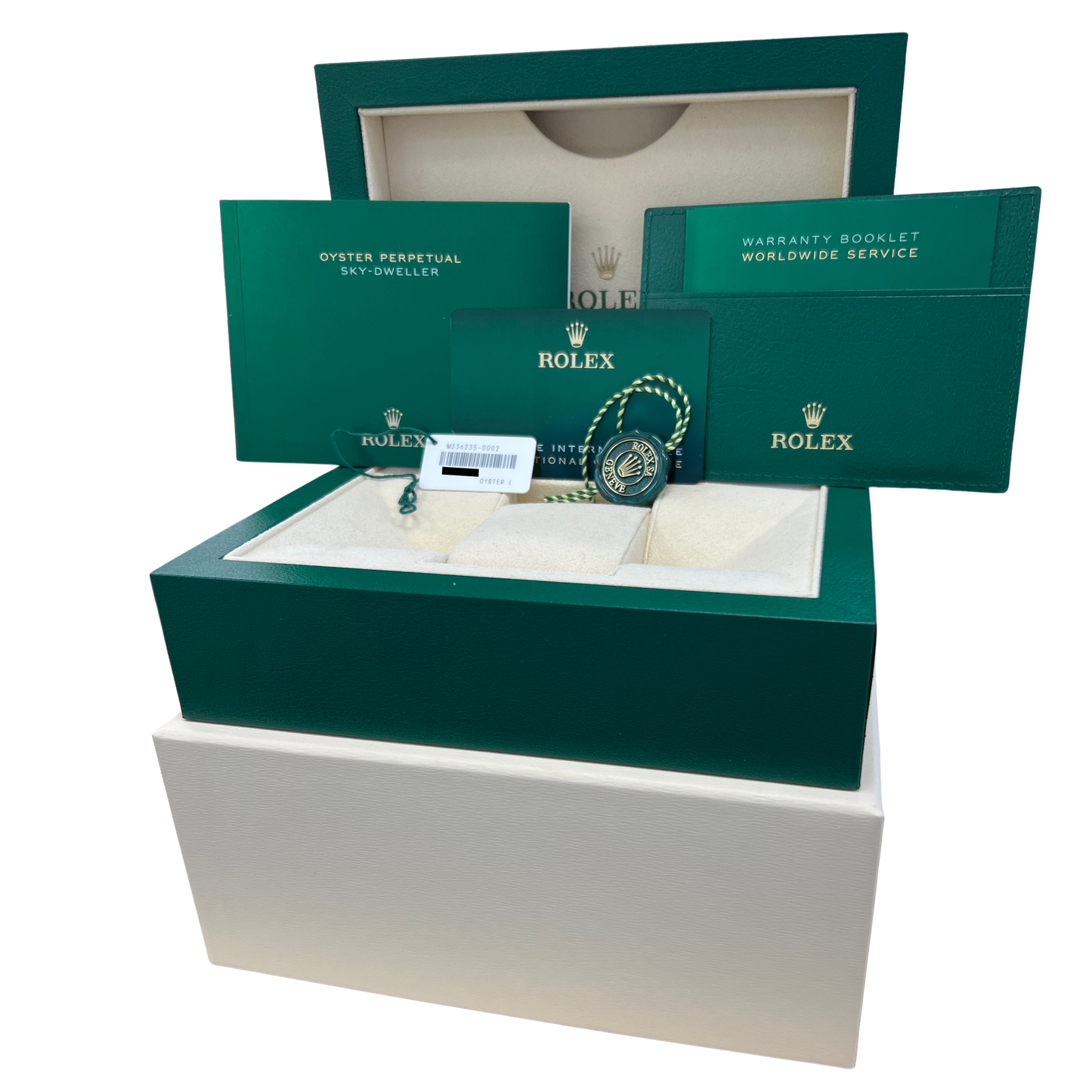 PAPERS Rolex Sky-Dweller 336235 Chocolate Oysterflex 18K Rose Gold Watch BOX