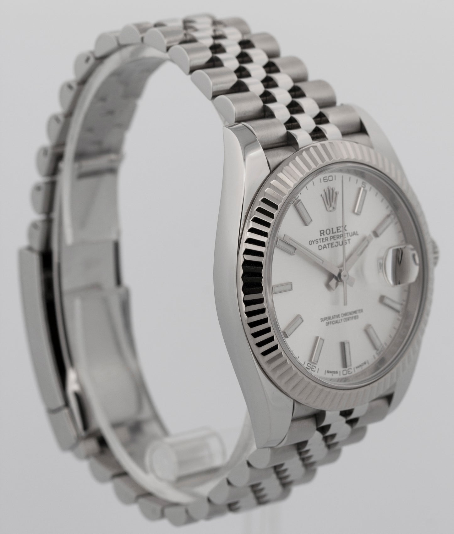 Rolex DateJust 41 SILVER Stainless Steel Jubilee 41mm 126334 Fluted Watch