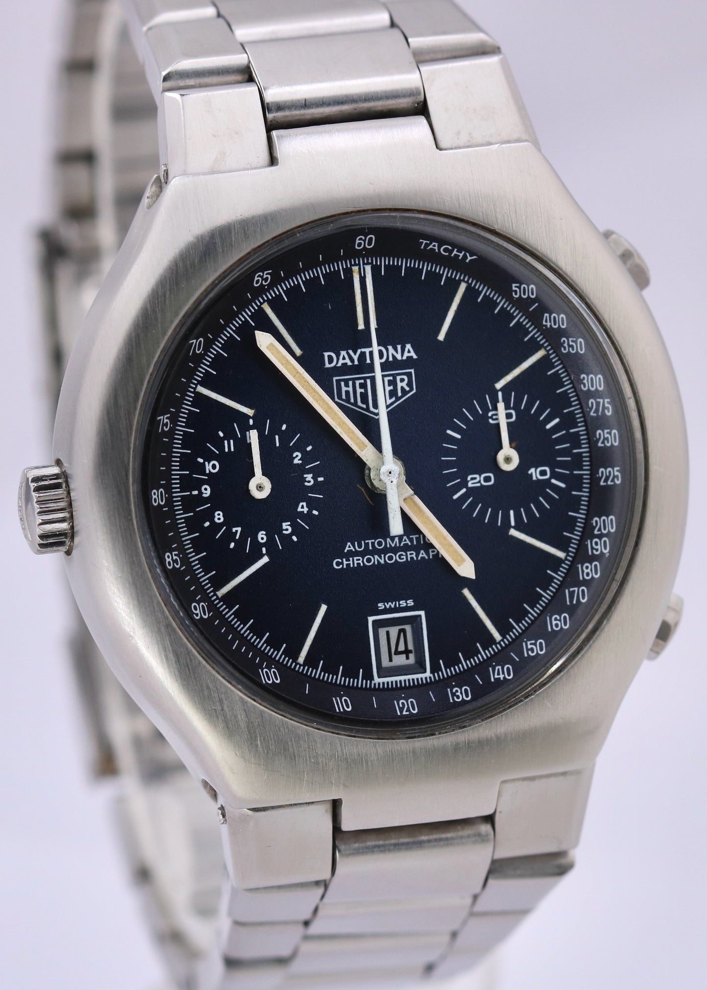 VINTAGE 70's Heuer Daytona Chronograph BLUE R110.203B 39mm Steel Automatic Watch