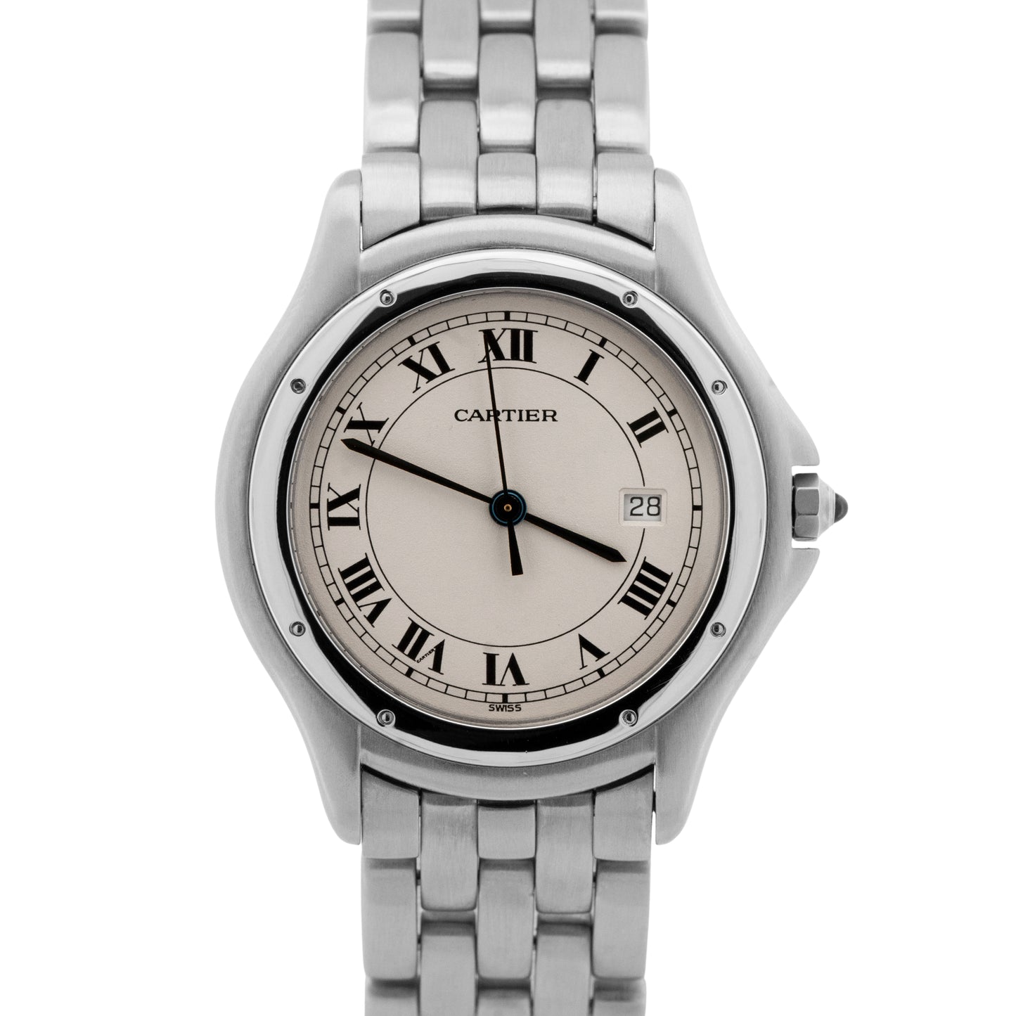 Ladies Cartier Panthere Cougar 33mm Ivory Stainless Steel Quartz Watch 987904