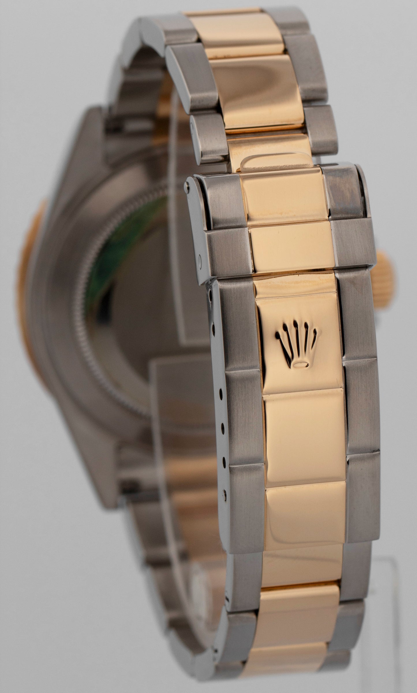 Rolex Submariner Date 40mm BLUE 18K Gold No-Holes GOLD BUCKLE Steel 16613 Watch