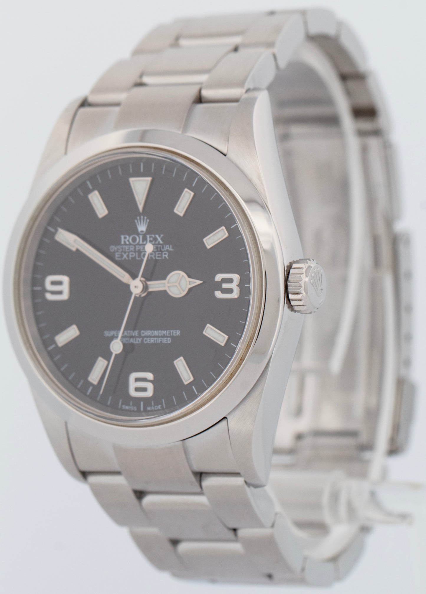 MINT Rolex Explorer I Black 36mm 3-6-9 Stainless Steel Automatic Watch 114270