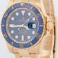 MINT Rolex Submariner Date 40mm Ceramic 18K Yellow Gold Blue Watch 116618 LB