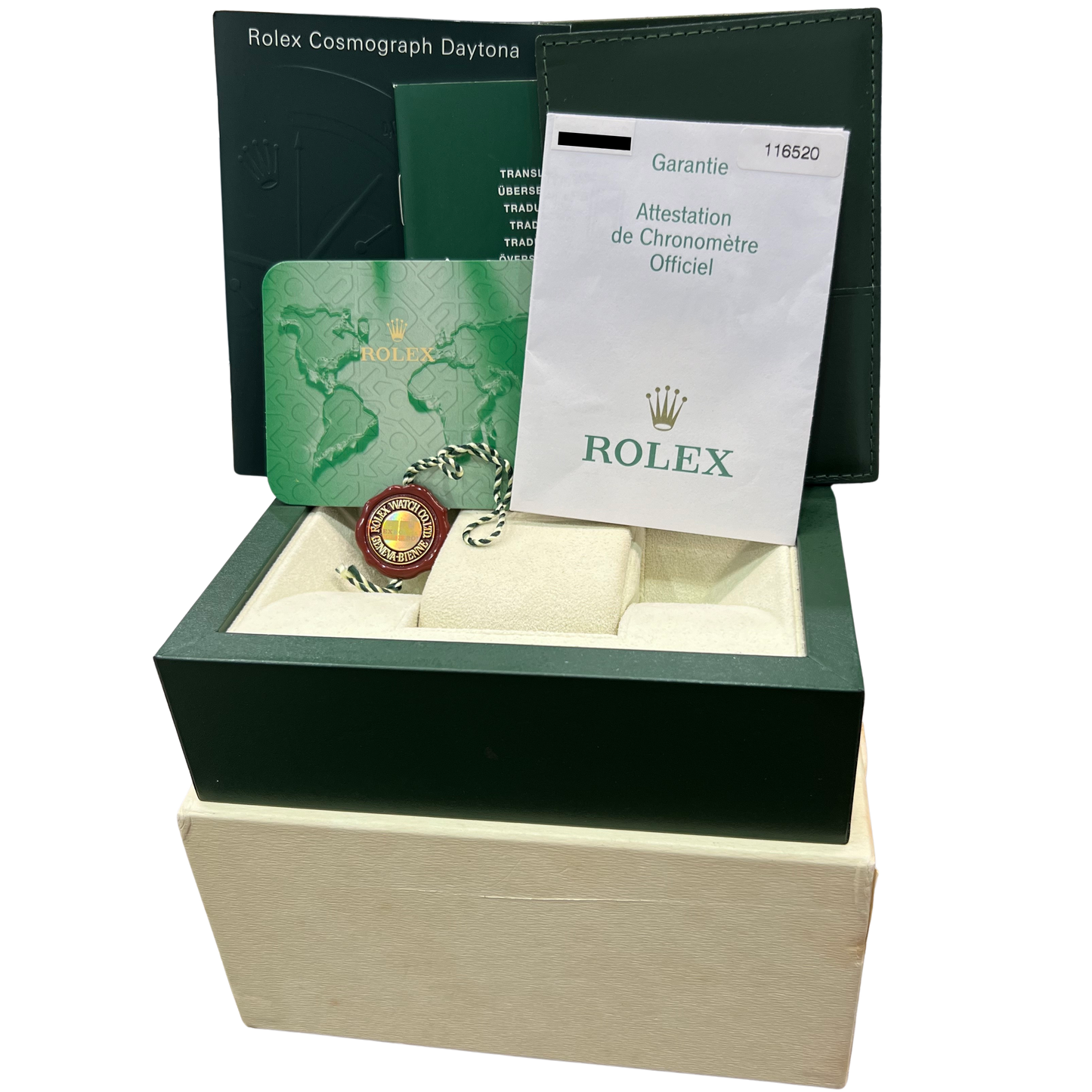 UNPOLISHED PAPERS Rolex Daytona Cosmograph Steel Black 40mm Watch 116520 BOX