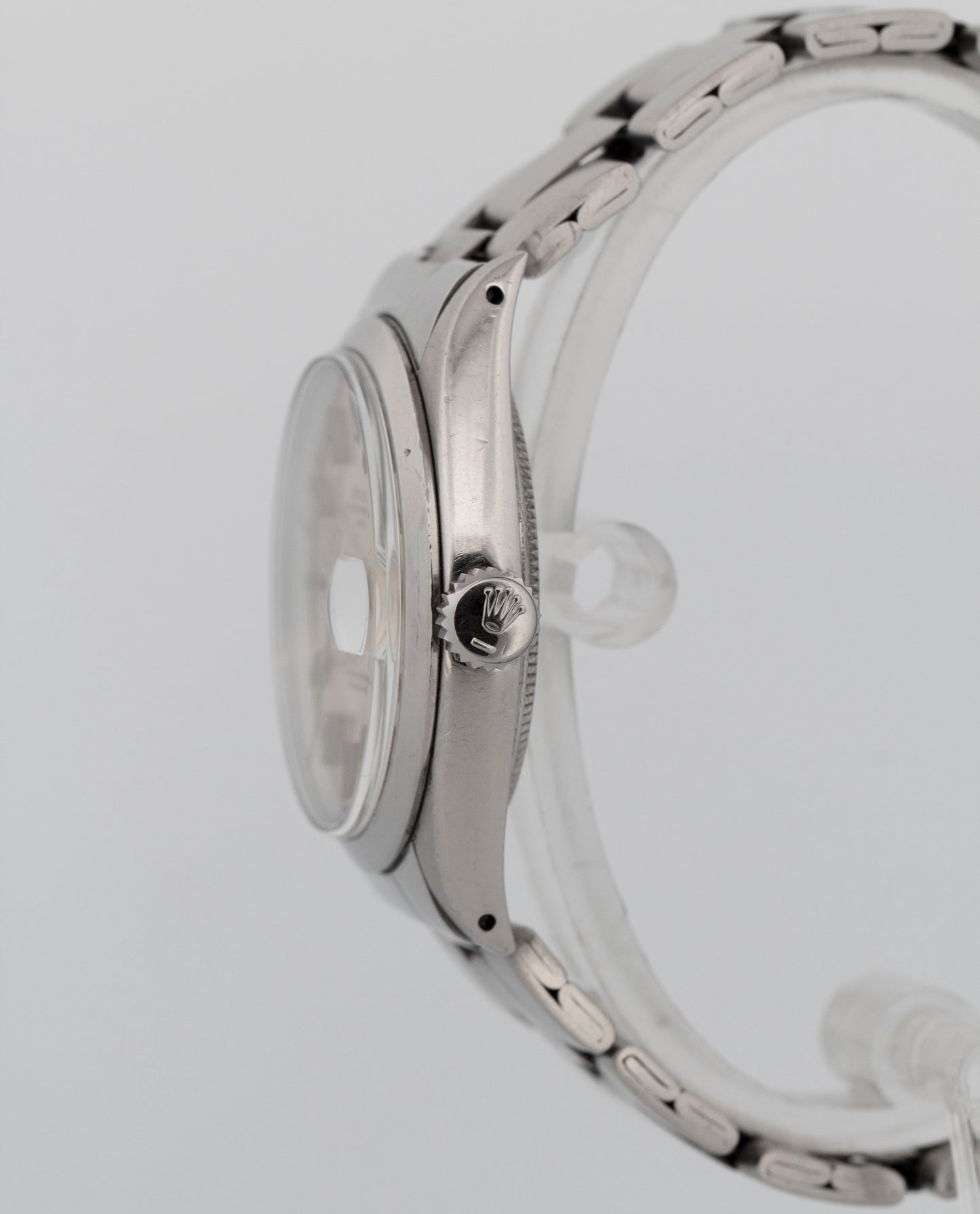 Rolex Oyster Perpetual Date Silver Patina 34mm Steel Oyster Watch 1500