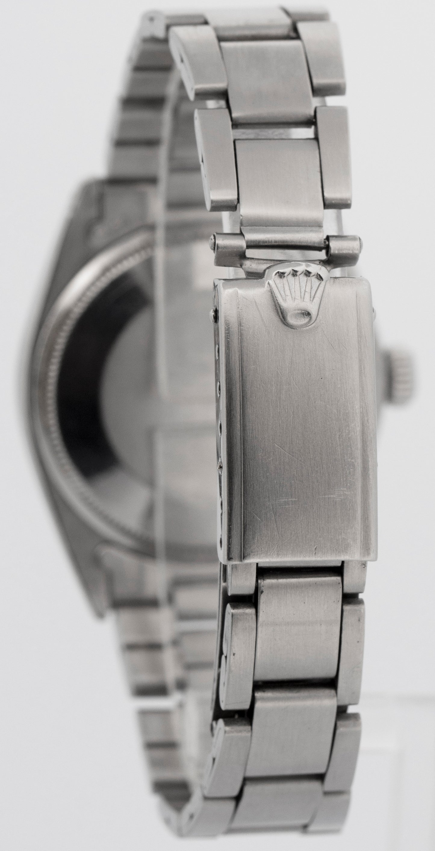 Rolex Oyster Perpetual Date Silver Patina 34mm Steel Oyster Watch 1500
