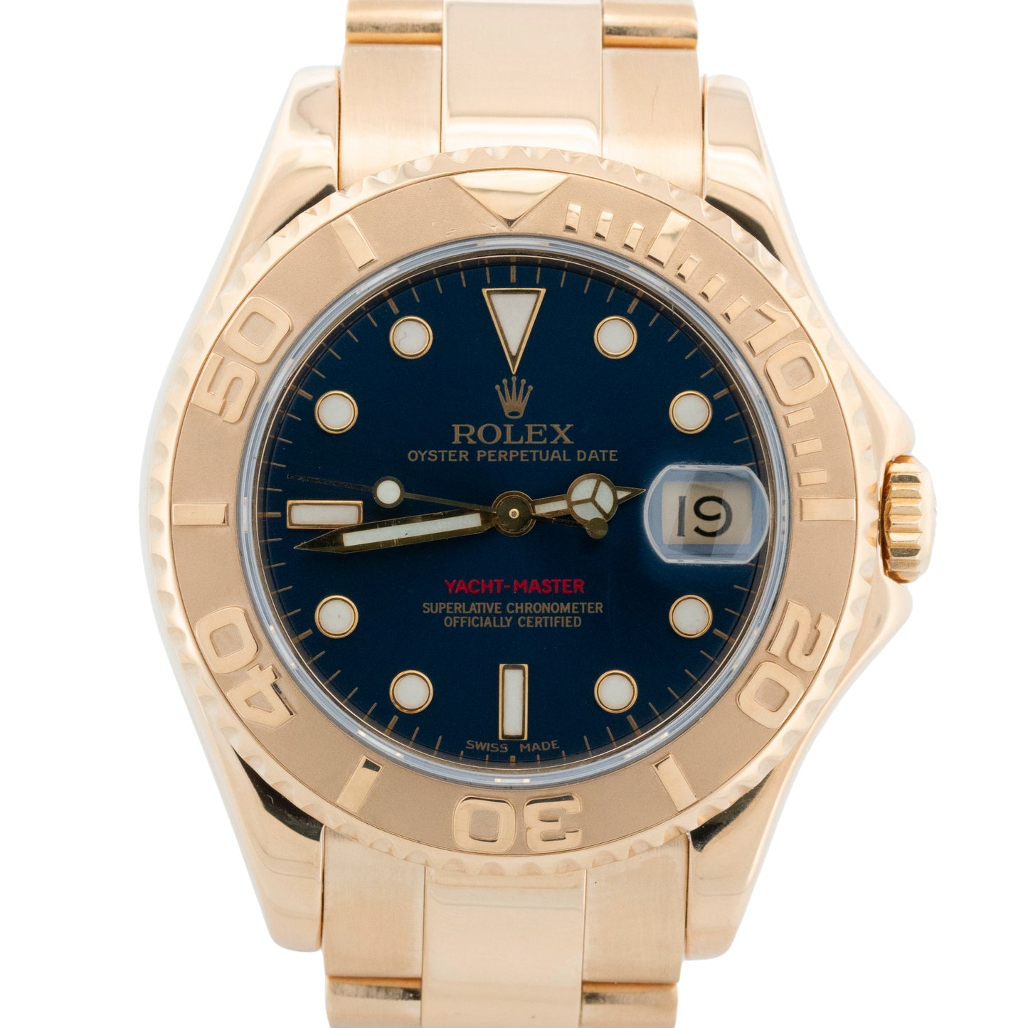 Ladies Rolex Yacht-Master BLUE 18K Yellow Gold 35mm 68628 Date Watch